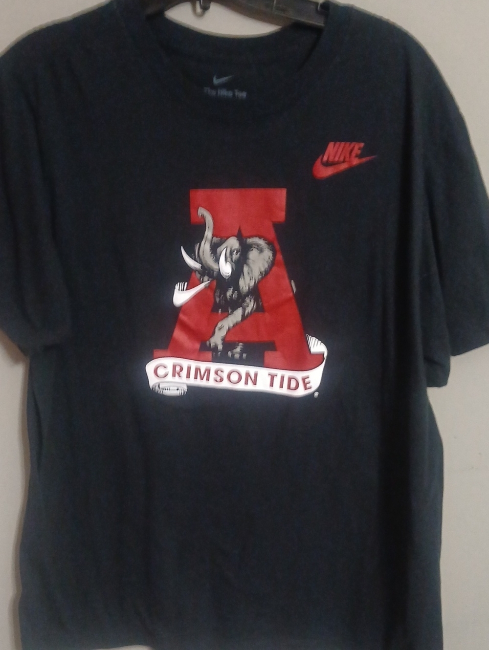 Nike Black Tee with Red 'A' Crimson Tide Elephant Graphic